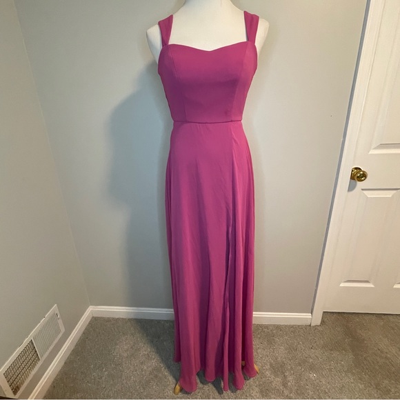 AFTER SIX Contoured Wide Strap Sweetheart Maxi Dress Tea Rose Size 0 - Picture 1 of 9